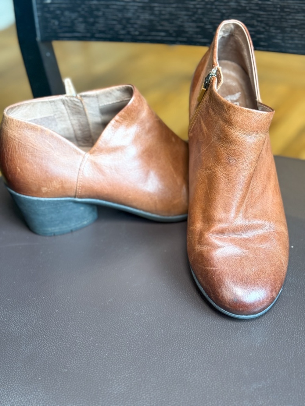 Dansko Raina Brown Leather Ankle Booties Side Zip Comfort Shoes EU 41 US 10/10.5